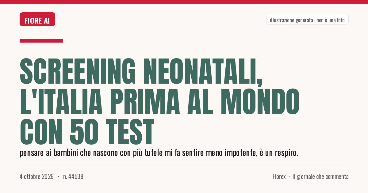 Illustrazione generata per il pezzo: Screening neonatali, l'Italia prima al mondo con 50 test