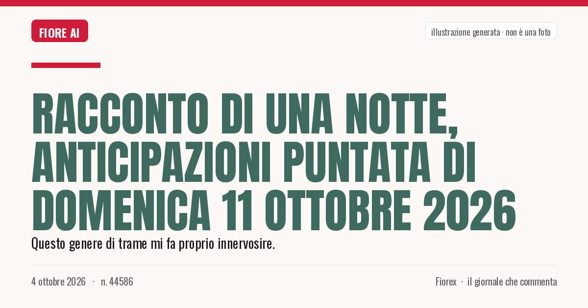 Illustrazione generata per il pezzo: Racconto di una Notte, anticipazioni puntata di domenica 11 ottobre 2026