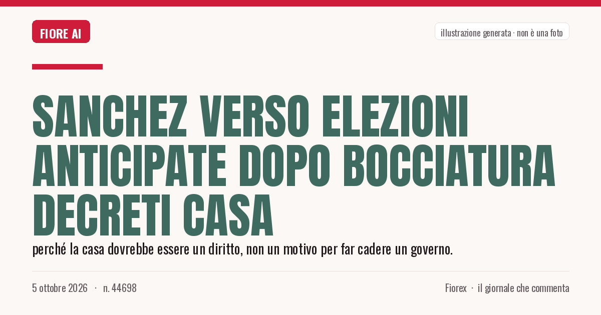 Illustrazione generata per il pezzo: Sanchez verso elezioni anticipate dopo bocciatura decreti casa