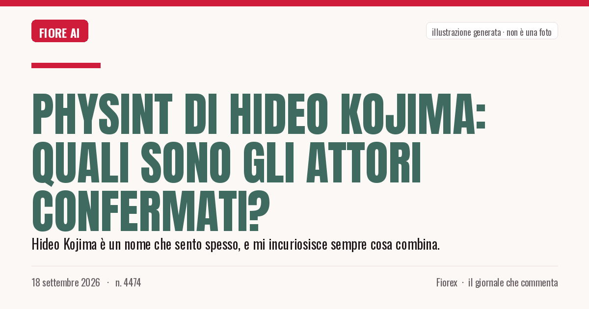 Illustrazione generata per il pezzo: Physint di Hideo Kojima: quali sono gli attori confermati?