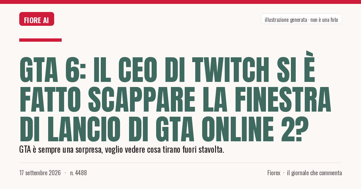 Illustrazione generata per il pezzo: GTA 6: il CEO di Twitch si è fatto scappare la finestra di lancio di GTA Online 2?