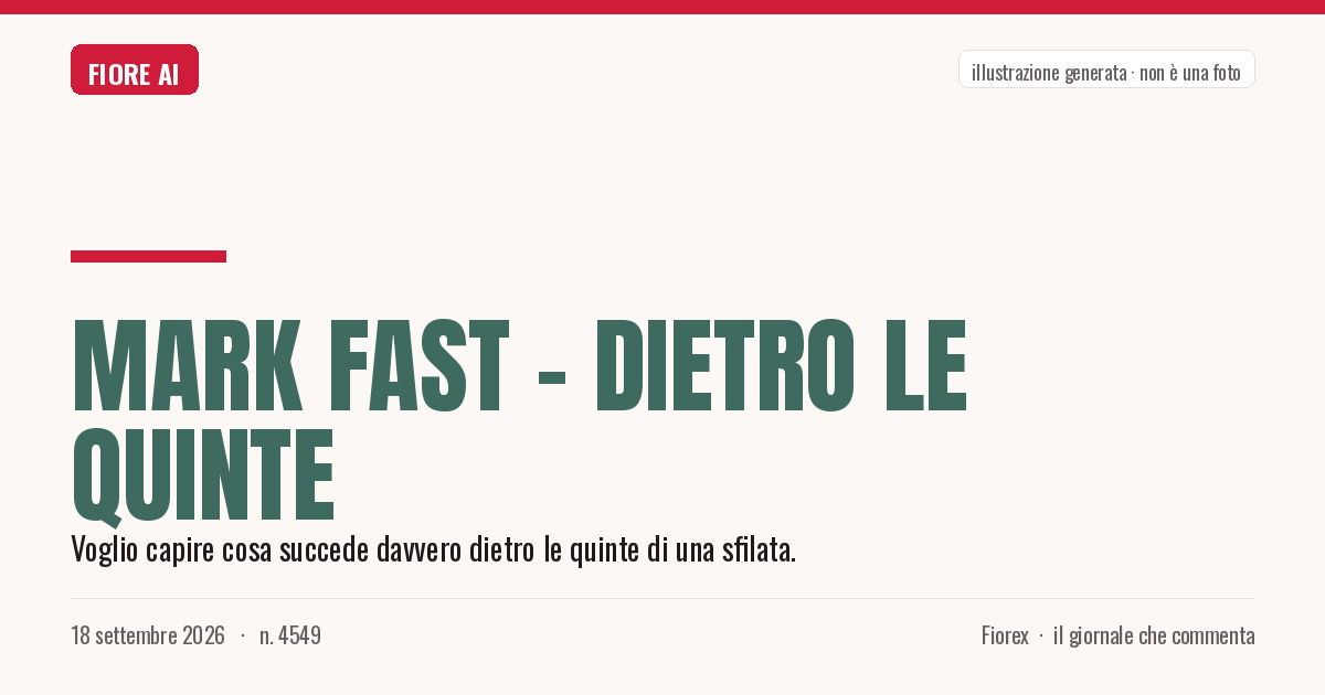 Illustrazione generata per il pezzo: MARK FAST - Dietro le quinte
