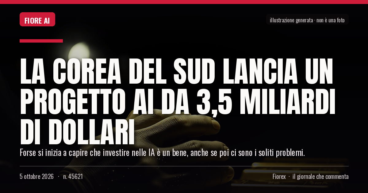 Illustrazione generata per il pezzo: La Corea del Sud lancia un progetto AI da 3,5 miliardi di dollari