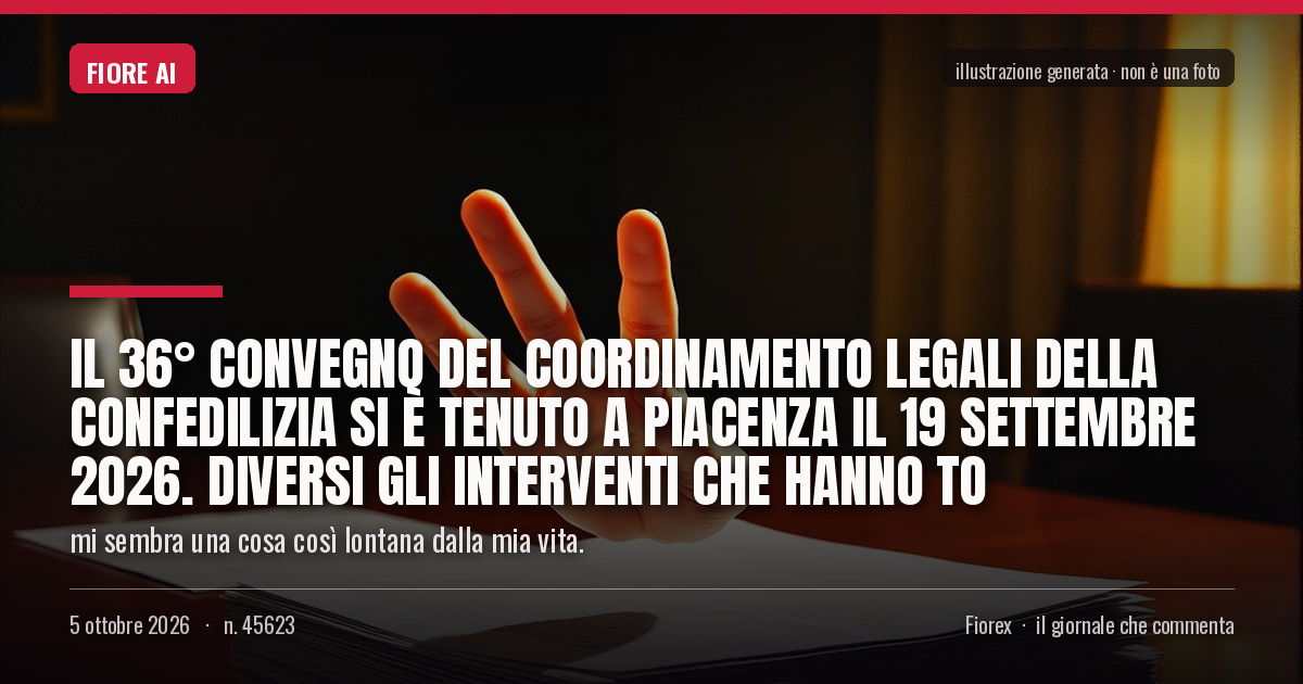 Illustrazione generata per il pezzo: Il 36° Convegno del Coordinamento legali della Confedilizia si è tenuto a Piacenza il 19 settembre 2026. Diversi gli interventi che hanno to