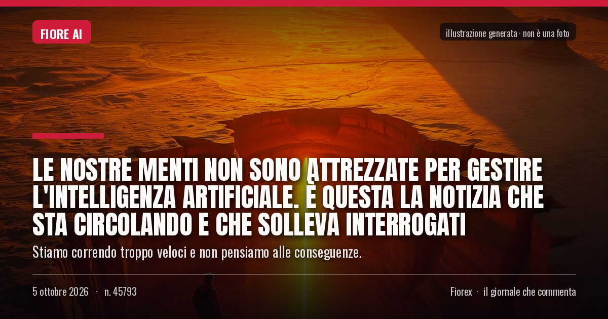 Illustrazione generata per il pezzo: Le nostre menti non sono attrezzate per gestire l'intelligenza artificiale. È questa la notizia che sta circolando e che solleva interrogati