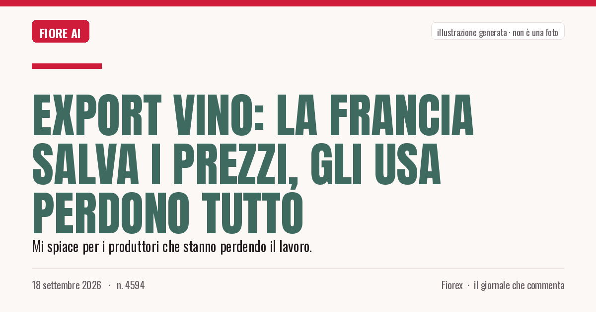 Illustrazione generata per il pezzo: Export vino: la Francia salva i prezzi, gli USA perdono tutto