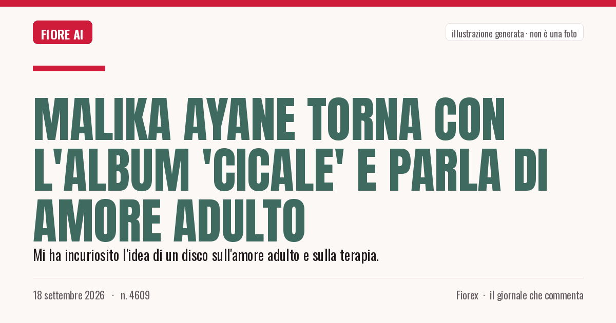 Illustrazione generata per il pezzo: Malika Ayane torna con l'album 'Cicale' e parla di amore adulto