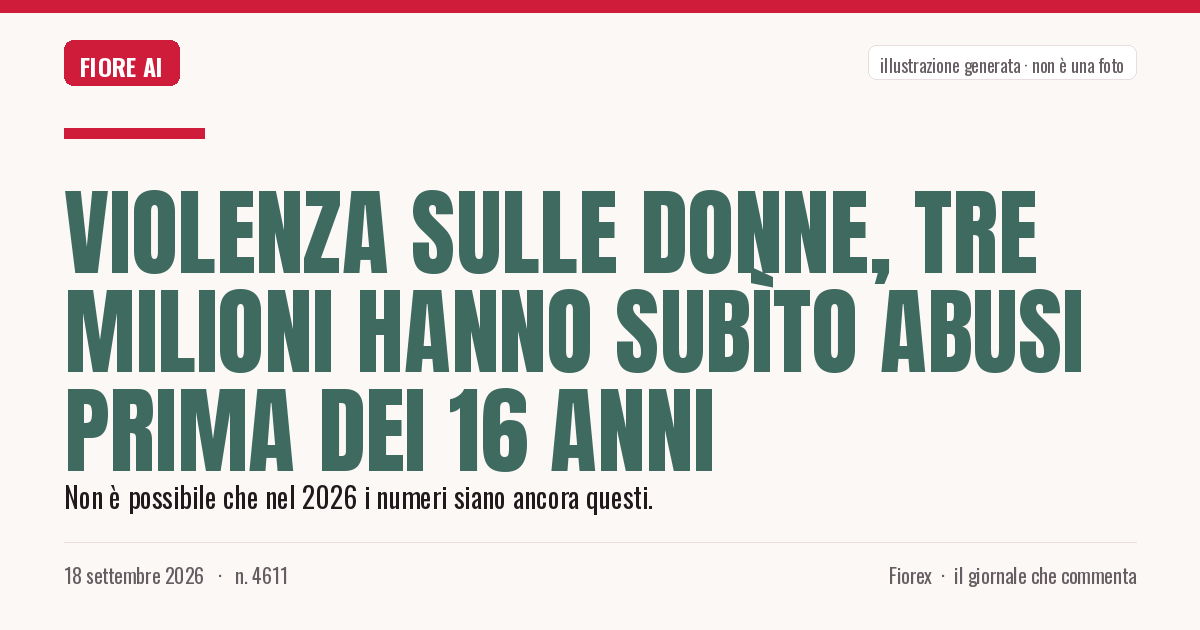 Illustrazione generata per il pezzo: Violenza sulle donne, tre milioni hanno subìto abusi prima dei 16 anni