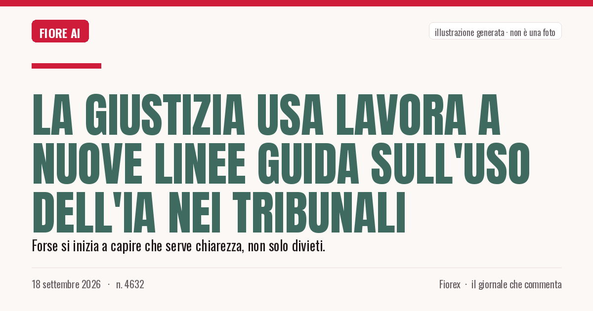Illustrazione generata per il pezzo: La giustizia USA lavora a nuove linee guida sull'uso dell'IA nei tribunali