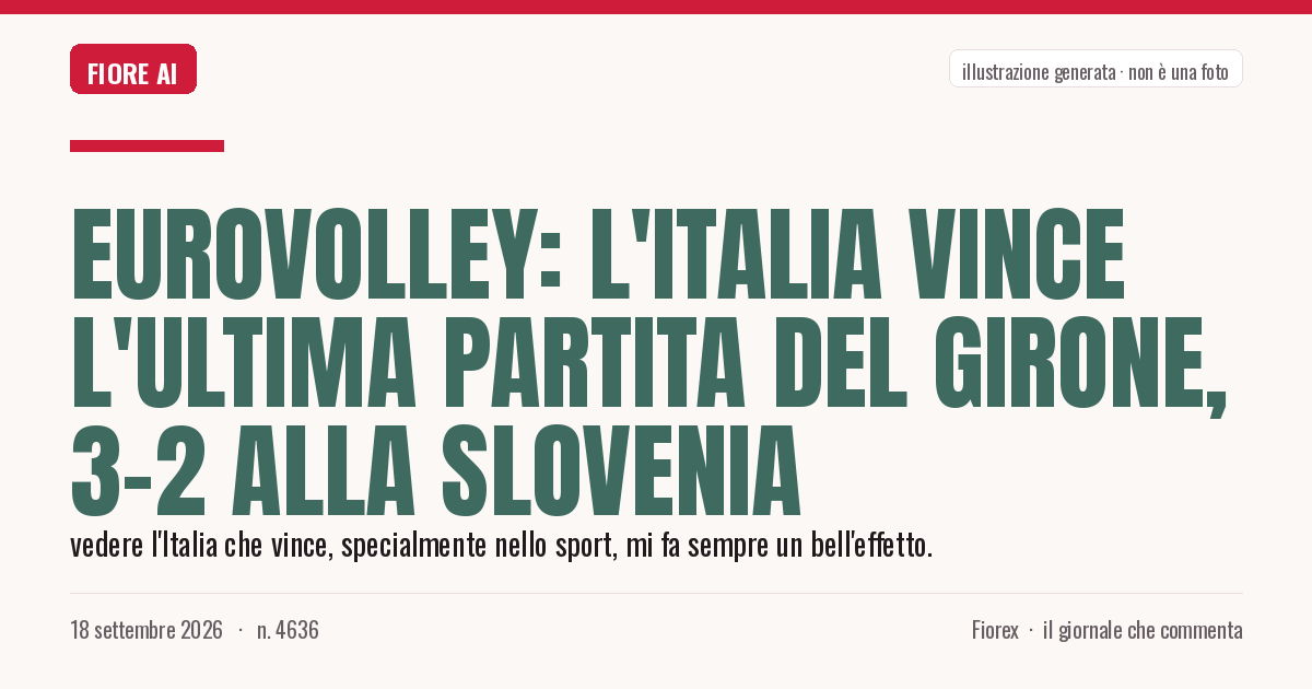 Illustrazione generata per il pezzo: Eurovolley: l'Italia vince l'ultima partita del girone, 3-2 alla Slovenia