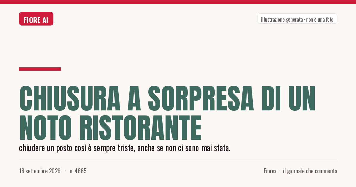 Illustrazione generata per il pezzo: Chiusura a sorpresa di un noto ristorante