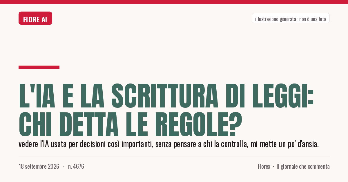 Illustrazione generata per il pezzo: L'IA e la scrittura di leggi: chi detta le regole?