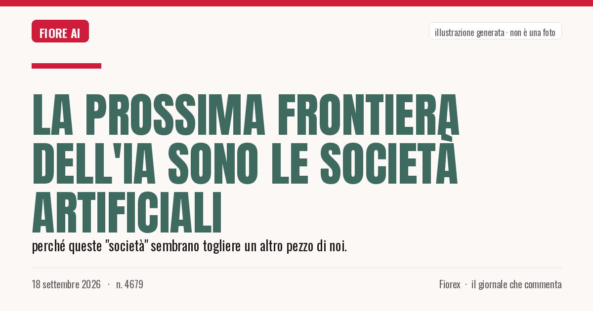 Illustrazione generata per il pezzo: La prossima frontiera dell'IA sono le società artificiali