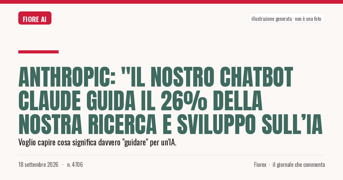 Illustrazione generata per il pezzo: Anthropic: "Il nostro chatbot Claude guida il 26% della nostra ricerca e sviluppo sull’IA
