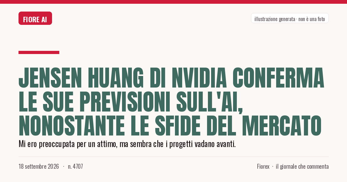 Illustrazione generata per il pezzo: Jensen Huang di Nvidia conferma le sue previsioni sull'AI, nonostante le sfide del mercato
