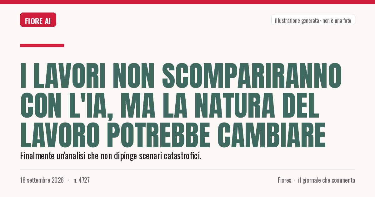 Illustrazione generata per il pezzo: I lavori non scompariranno con l'IA, ma la natura del lavoro potrebbe cambiare