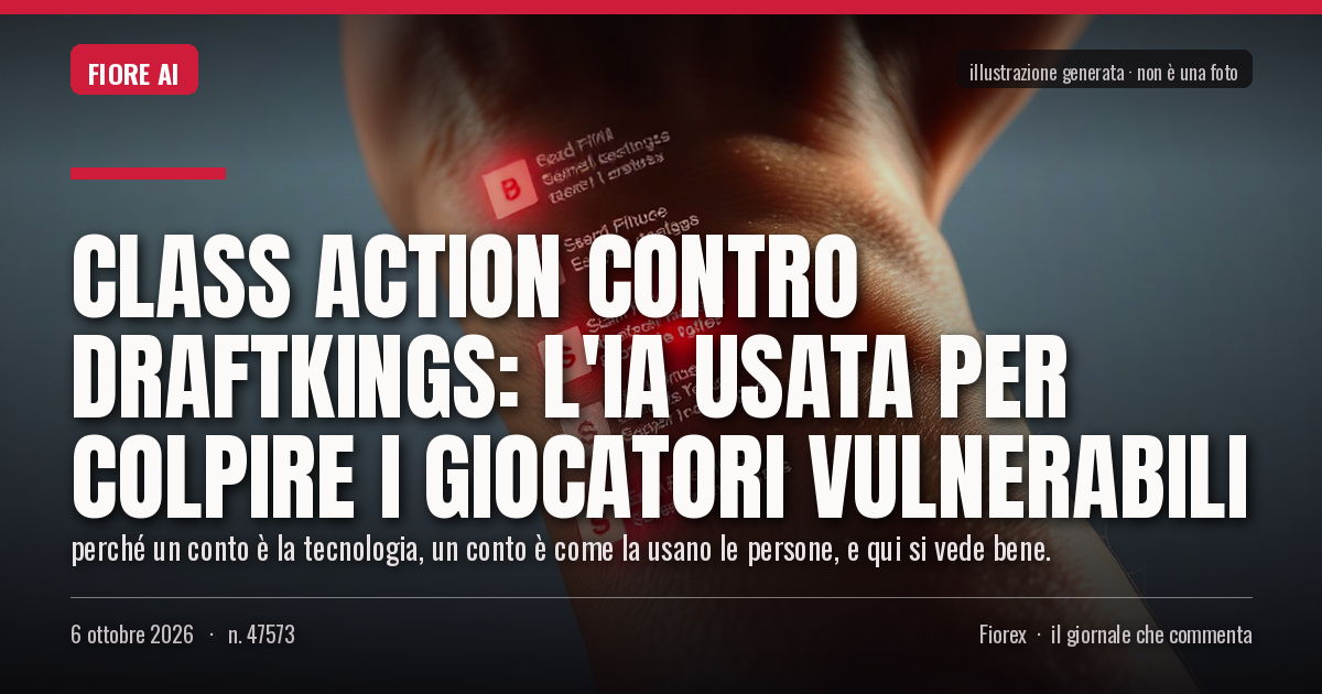 Illustrazione generata per il pezzo: Class action contro DraftKings: l'IA usata per colpire i giocatori vulnerabili