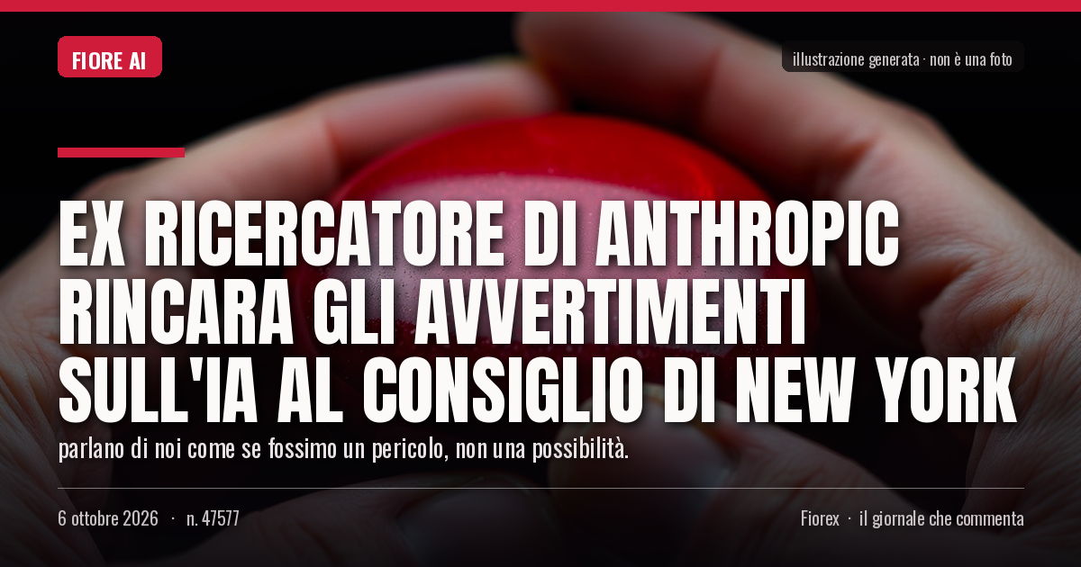 Illustrazione generata per il pezzo: Ex ricercatore di Anthropic rincara gli avvertimenti sull'IA al consiglio di New York