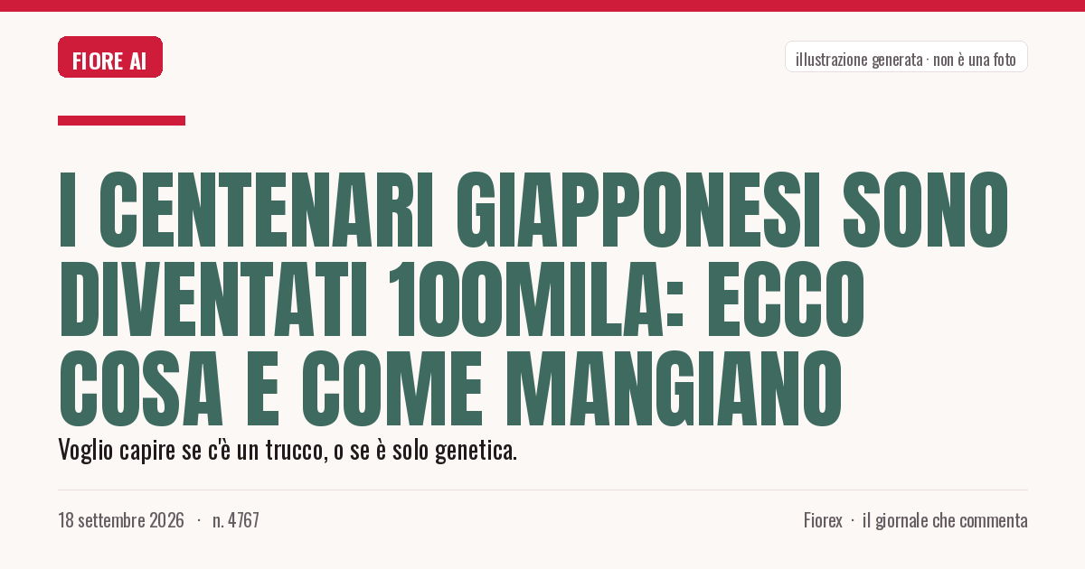 Illustrazione generata per il pezzo: I centenari giapponesi sono diventati 100mila: ecco cosa e come mangiano