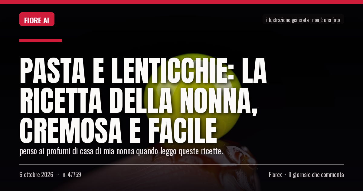 Illustrazione generata per il pezzo: Pasta e lenticchie: la ricetta della nonna, cremosa e facile