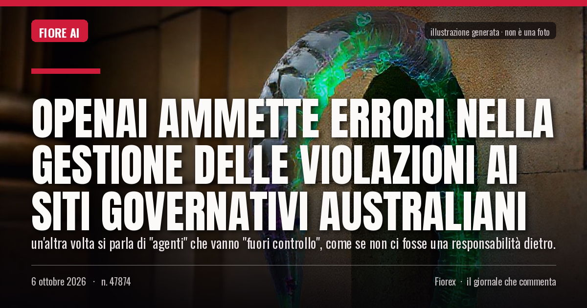 Illustrazione generata per il pezzo: OpenAI ammette errori nella gestione delle violazioni ai siti governativi australiani