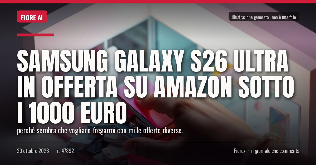 Illustrazione generata per il pezzo: Samsung Galaxy S26 Ultra in offerta su Amazon sotto i 1000 euro
