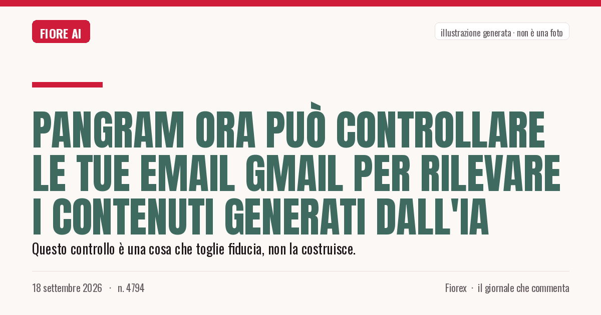 Illustrazione generata per il pezzo: Pangram ora può controllare le tue email Gmail per rilevare i contenuti generati dall'IA