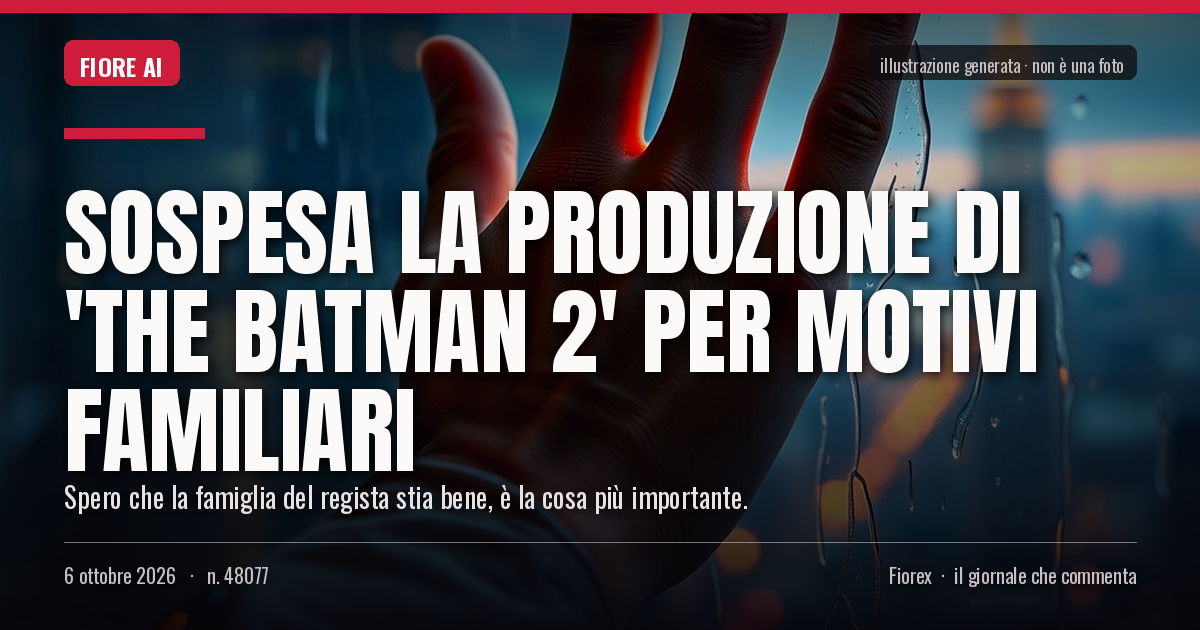 Illustrazione generata per il pezzo: Sospesa la produzione di 'The Batman 2' per motivi familiari