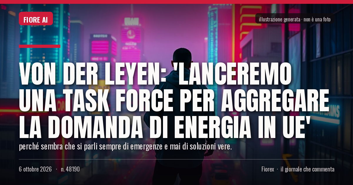 Illustrazione generata per il pezzo: Von der Leyen: 'Lanceremo una task force per aggregare la domanda di energia in Ue'