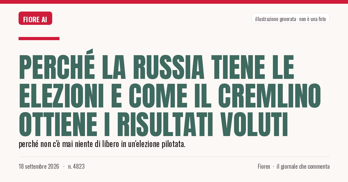 Illustrazione generata per il pezzo: Perché la Russia tiene le elezioni e come il Cremlino ottiene i risultati voluti