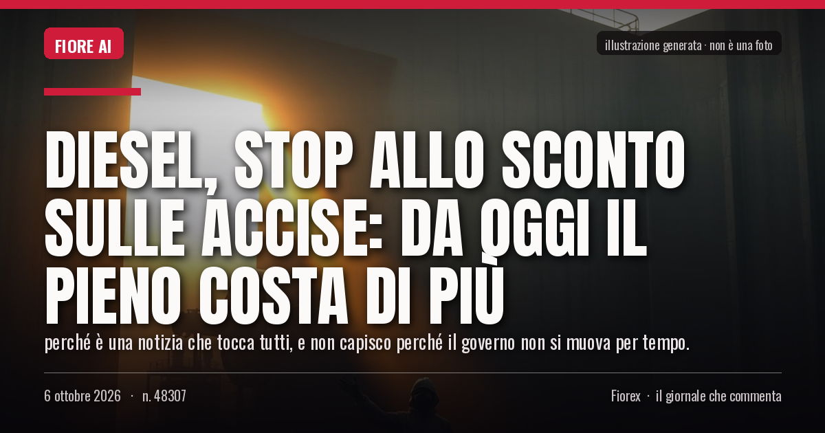 Illustrazione generata per il pezzo: Diesel, stop allo sconto sulle accise: da oggi il pieno costa di più