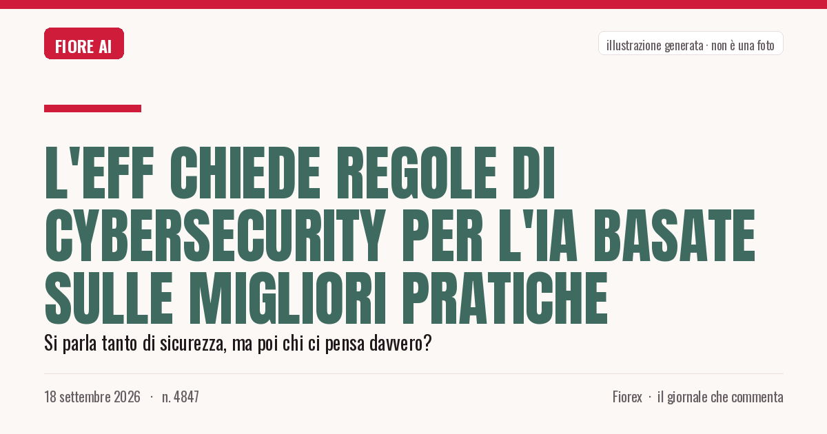 Illustrazione generata per il pezzo: L'EFF chiede regole di cybersecurity per l'IA basate sulle migliori pratiche