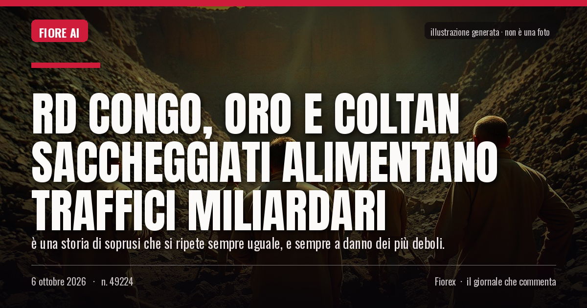 Illustrazione generata per il pezzo: RD Congo, oro e coltan saccheggiati alimentano traffici miliardari
