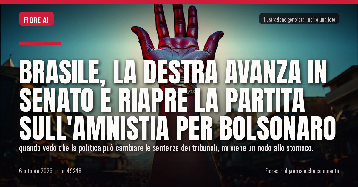 Illustrazione generata per il pezzo: Brasile, la destra avanza in Senato e riapre la partita sull'amnistia per Bolsonaro