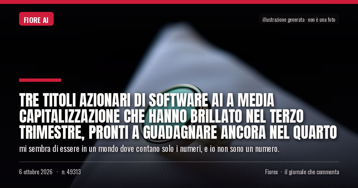 Illustrazione generata per il pezzo: Tre titoli azionari di software AI a media capitalizzazione che hanno brillato nel terzo trimestre, pronti a guadagnare ancora nel quarto