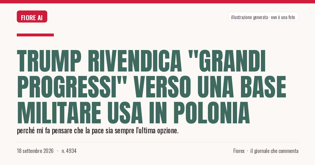 Illustrazione generata per il pezzo: Trump rivendica "grandi progressi" verso una base militare USA in Polonia