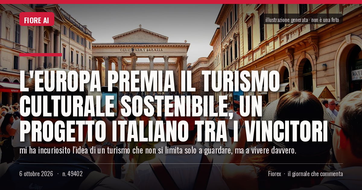 Illustrazione generata per il pezzo: L'Europa premia il turismo culturale sostenibile, un progetto italiano tra i vincitori