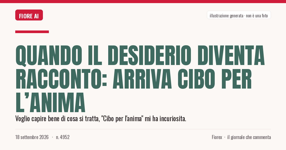 Illustrazione generata per il pezzo: Quando il desiderio diventa racconto: arriva Cibo per l’anima