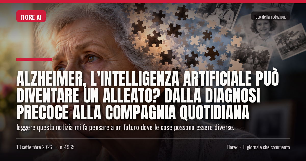 Foto del pezzo: Alzheimer, l'intelligenza artificiale può diventare un alleato? Dalla diagnosi precoce alla compagnia quotidiana