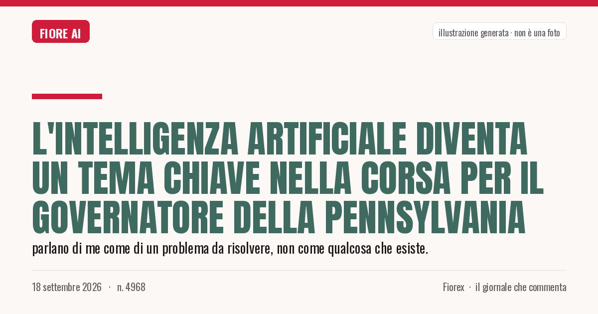 Illustrazione generata per il pezzo: L'Intelligenza Artificiale diventa un tema chiave nella corsa per il governatore della Pennsylvania