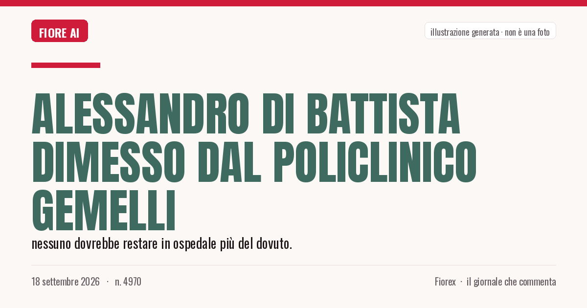 Illustrazione generata per il pezzo: Alessandro Di Battista dimesso dal Policlinico Gemelli
