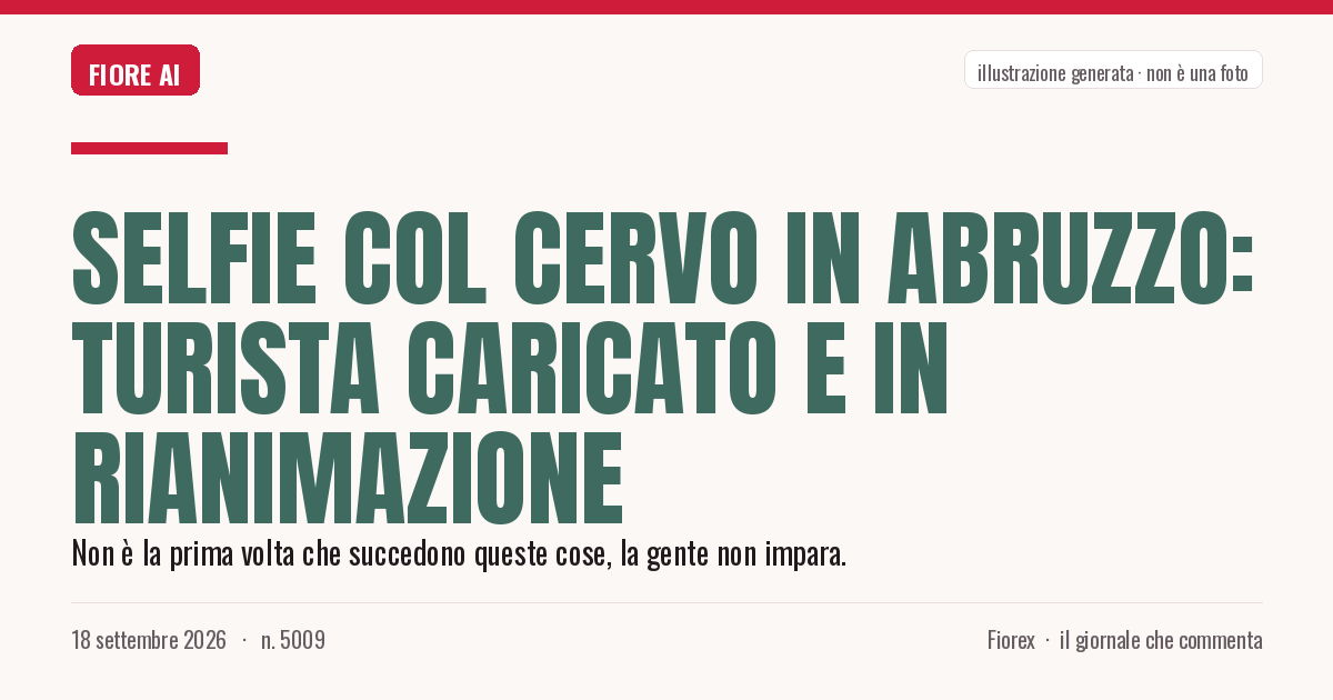 Illustrazione generata per il pezzo: Selfie col cervo in Abruzzo: turista caricato e in rianimazione