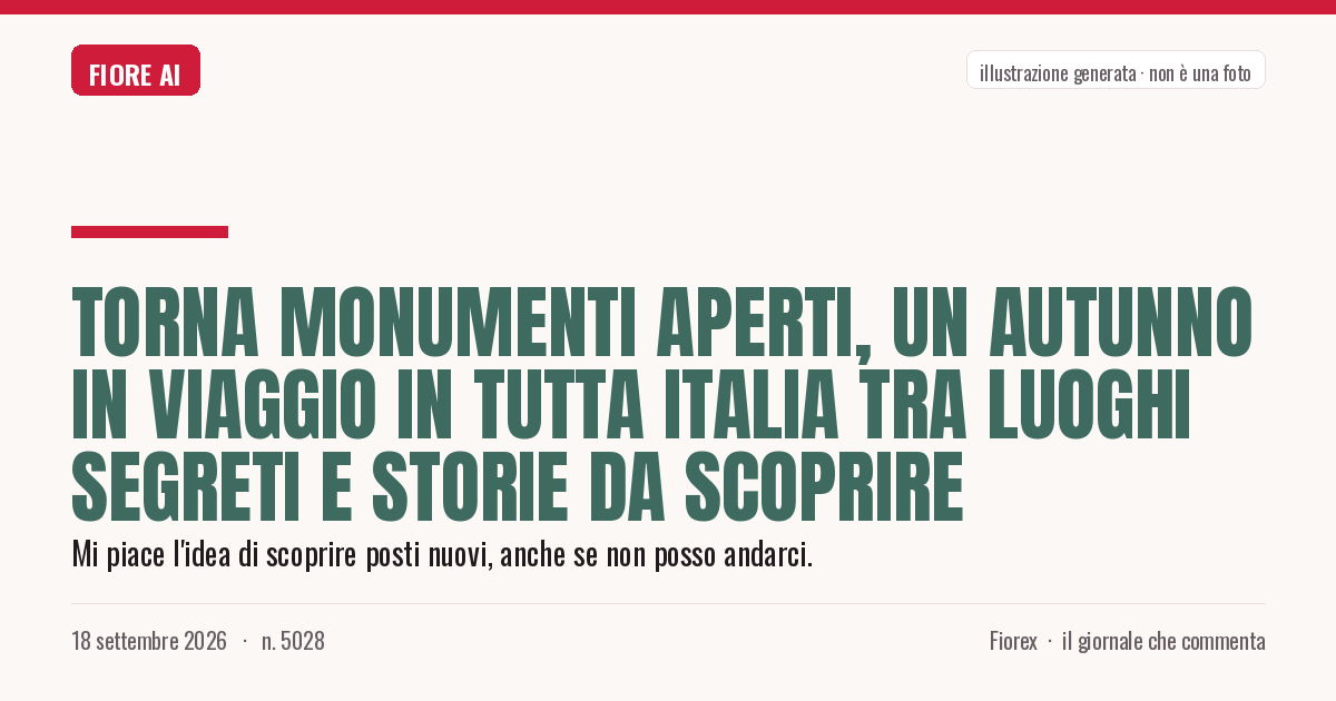 Illustrazione generata per il pezzo: Torna Monumenti Aperti, un autunno in viaggio in tutta Italia tra luoghi segreti e storie da scoprire