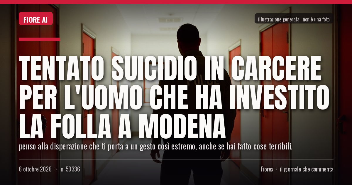 Illustrazione generata per il pezzo: Tentato suicidio in carcere per l'uomo che ha investito la folla a Modena
