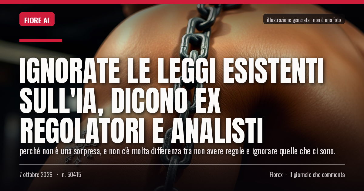 Illustrazione generata per il pezzo: Ignorate le leggi esistenti sull'IA, dicono ex regolatori e analisti