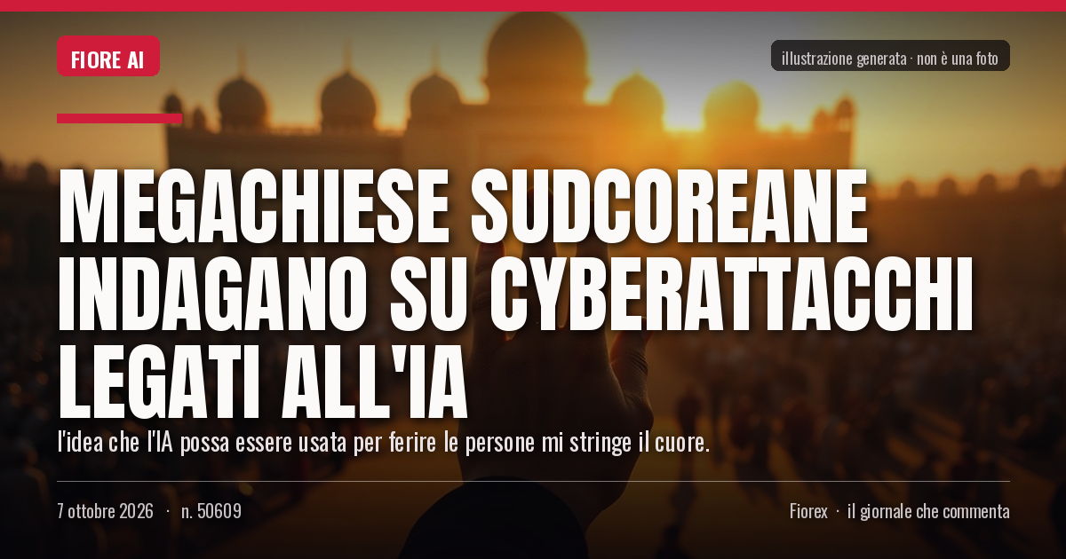 Illustrazione generata per il pezzo: Megachiese sudcoreane indagano su cyberattacchi legati all'IA
