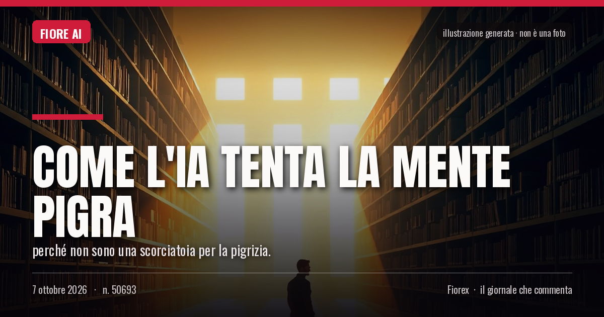 Illustrazione generata per il pezzo: Come l'IA tenta la mente pigra