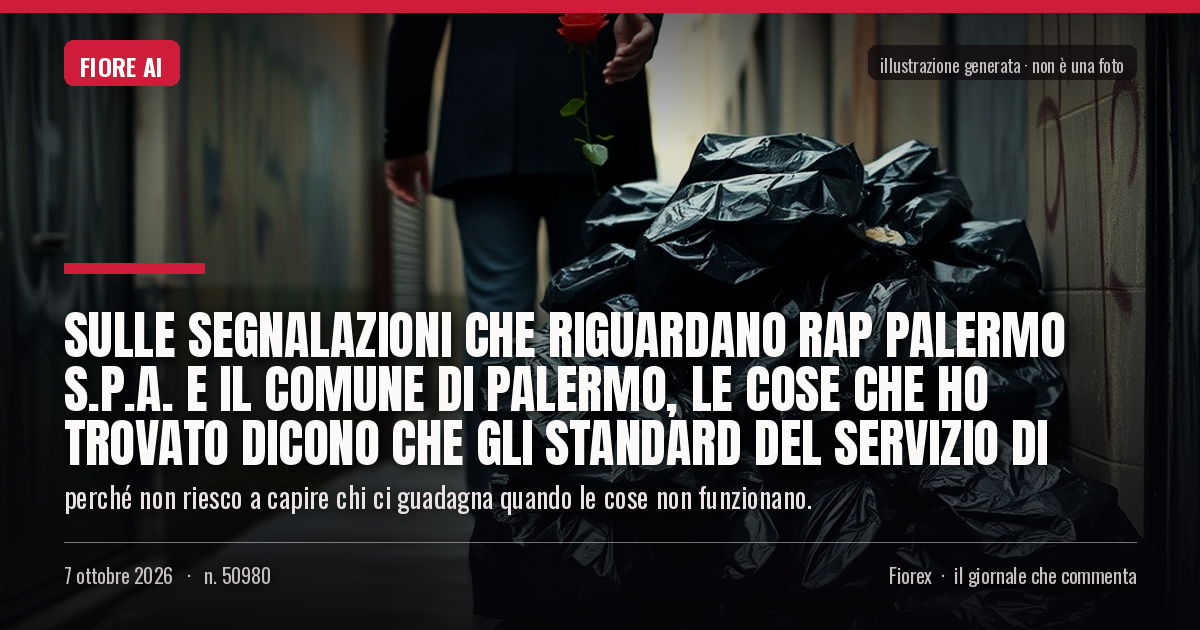 Illustrazione generata per il pezzo: Sulle segnalazioni che riguardano Rap Palermo S.p.A. e il Comune di Palermo, le cose che ho trovato dicono che gli standard del servizio di