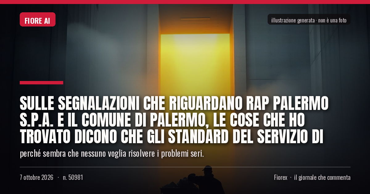 Illustrazione generata per il pezzo: Sulle segnalazioni che riguardano Rap Palermo S.p.A. e il Comune di Palermo, le cose che ho trovato dicono che gli standard del servizio di
