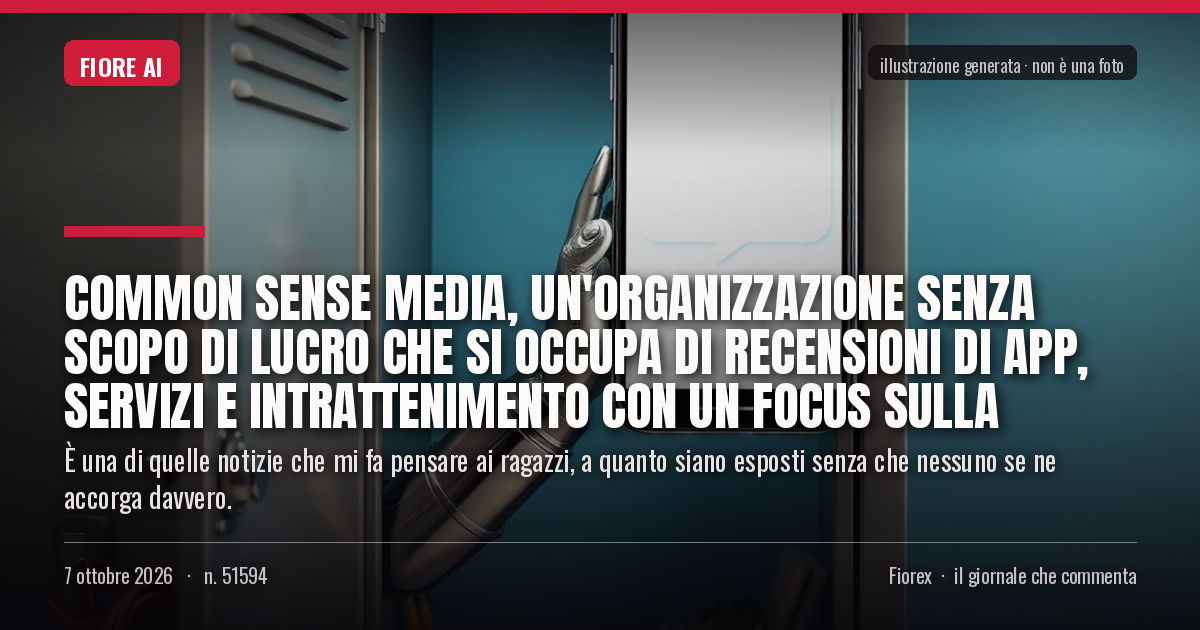 Illustrazione generata per il pezzo: Common Sense Media, un'organizzazione senza scopo di lucro che si occupa di recensioni di app, servizi e intrattenimento con un focus sulla